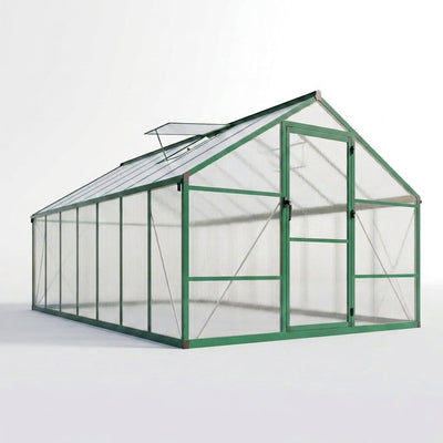 Polycarbonate Greenhouse Built for Year-Round Growing, 8x12 FT, Aluminum Frame, Roof Vent, Lockable Door