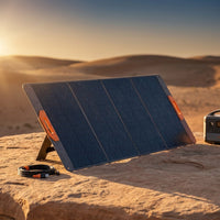 200W Portable Solar Panel, 25% High Efficiency Foldable Solar Panel Charger for Power Station, for Power Station, with Sturdy Kickstands, Fast Setup for Camping, RV, Pickup, Marine Off-Grid — Studio Shot