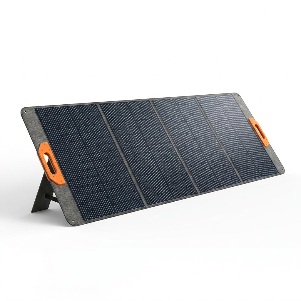 200W Portable Solar Panel, 25% High Efficiency Foldable Solar Panel Charger for Power Station, for Power Station, with Sturdy Kickstands, Fast Setup for Camping, RV, Pickup, Marine Off-Grid — Studio Shot