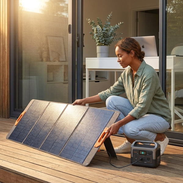 Portable Solar Panel Designed for Off-Grid Power, 200W High Efficiency, Foldable Design, Sturdy Kickstands
