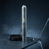 Deep Well Submersible Pump, 3HP/2200W 230V/60Hz, 37GPM Flow 640 Ft. Head, with 33 Ft. Electric Cord, 4 In. Water Pumps — Studio Shot