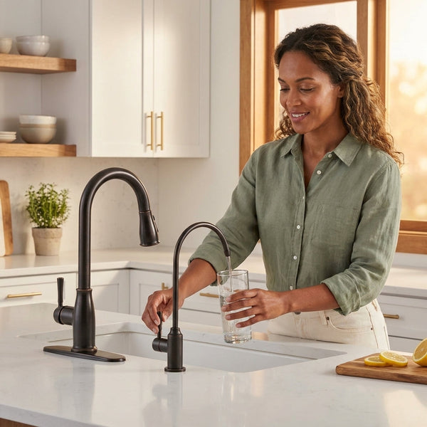 Kitchen Water Filter Faucet Combo Built for Clean Water Access, Stainless Steel, Pull-Down Sprayer, RO Compatible