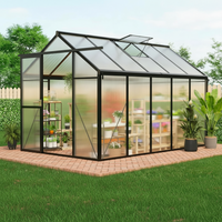 Polycarbonate Greenhouse Built for Year-Round Growing, 6x10 FT, Aluminum Frame, Roof Vent, Lockable Door