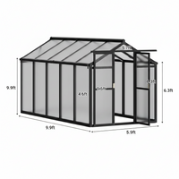 Polycarbonate Greenhouse Built for Year-Round Growing, 6x10 FT, Aluminum Frame, Roof Vent, Lockable Door