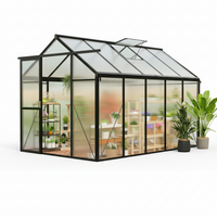 Polycarbonate Greenhouse Built for Year-Round Growing, 6x10 FT, Aluminum Frame, Roof Vent, Lockable Door