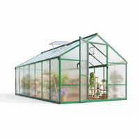 Polycarbonate Greenhouse Built for Year-Round Growing, 8x12 FT, Aluminum Frame, Roof Vent, Lockable Door