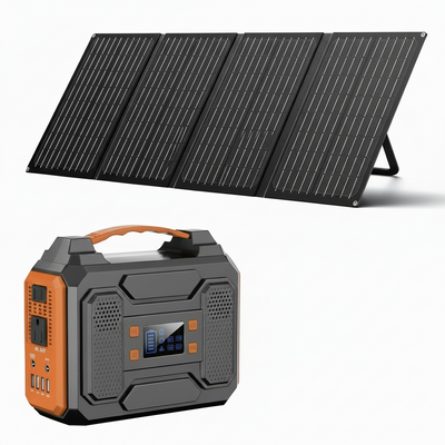 Portable Solar Generator with Panel, 300W Portable Power Station with Foldable Solar Panel 40W, 110V AC Outlet 100W Camping Solar Power Bank Lithium Battery Pack for Home Use RV Outdoor Power Outage