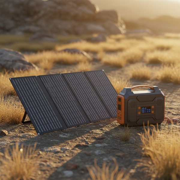 Portable Solar Generator with Panel, 300W Portable Power Station with Foldable Solar Panel 40W, 110V AC Outlet 100W Camping Solar Power Bank Lithium Battery Pack for Home Use RV Outdoor Power Outage