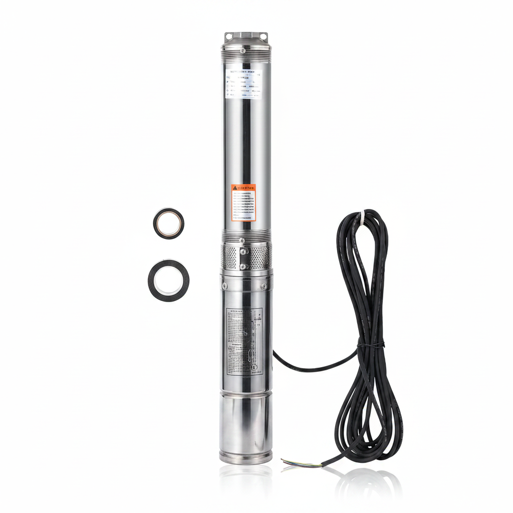 Deep Well Submersible Pump, 1.5HP 230V/60Hz, 27GPM Flow 259Ft Head, with 33Ft Electric Cord & Check Valve, 4" Stainless Steel Water Well Pump for Industrial,Irrigation,Home Use, IP68 Waterproof Grade