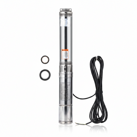 Deep Well Submersible Pump, 1.5HP 230V/60Hz, 27GPM Flow 259Ft Head, with 33Ft Electric Cord & Check Valve, 4" Stainless Steel Water Well Pump for Industrial,Irrigation,Home Use, IP68 Waterproof Grade